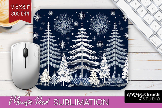 Nordic Christmas Mouse Pad Sublimation - Winter Mousepad PNG Sublimation OrangeBrushStudio 