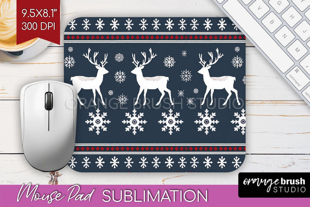 Nordic Christmas Mouse Pad Sublimation - Winter Mousepad PNG Sublimation OrangeBrushStudio 