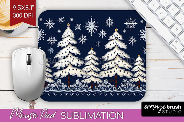 Nordic Christmas Mouse Pad Sublimation - Winter Mousepad PNG Sublimation OrangeBrushStudio 