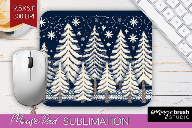 Nordic Christmas Mouse Pad Sublimation - Winter Mousepad PNG Sublimation OrangeBrushStudio 