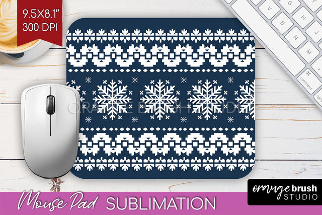 Nordic Christmas Mouse Pad Sublimation - Winter Mousepad PNG Sublimation OrangeBrushStudio 