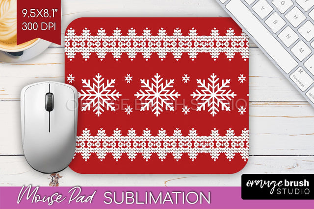 Nordic Christmas Mouse Pad Sublimation - Winter Mousepad PNG Sublimation OrangeBrushStudio 