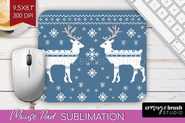 Nordic Christmas Mouse Pad Sublimation - Winter Mousepad PNG Sublimation OrangeBrushStudio 