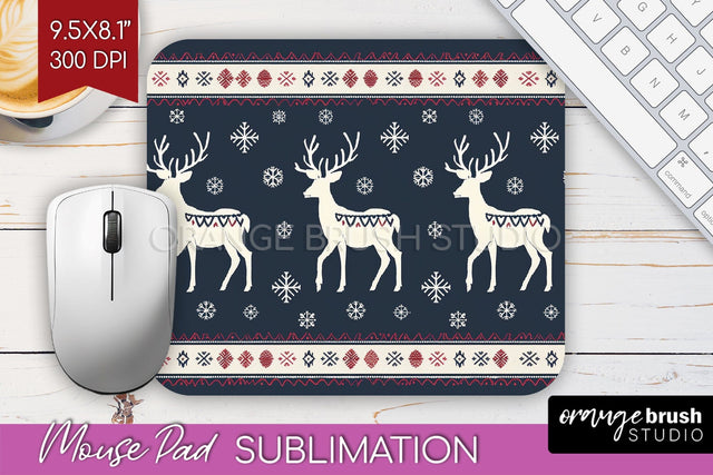 Nordic Christmas Mouse Pad Sublimation - Winter Mousepad PNG Sublimation OrangeBrushStudio 
