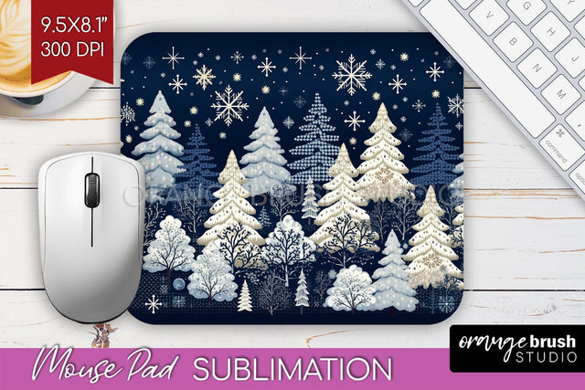 Nordic Christmas Mouse Pad Sublimation - Winter Mousepad PNG Sublimation OrangeBrushStudio 