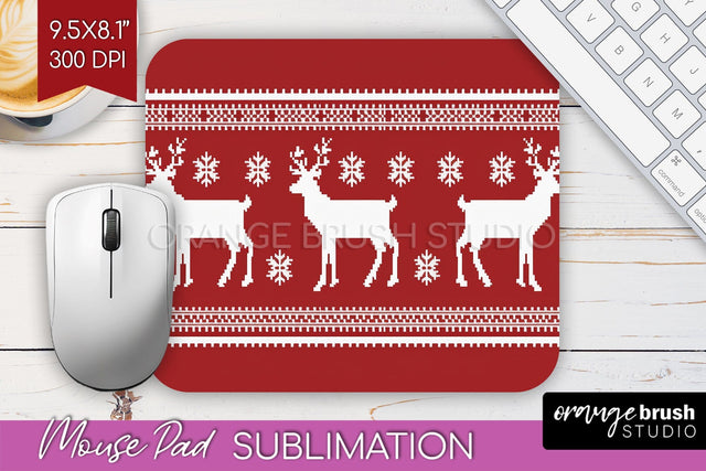 Nordic Christmas Mouse Pad Sublimation - Winter Mousepad PNG Sublimation OrangeBrushStudio 