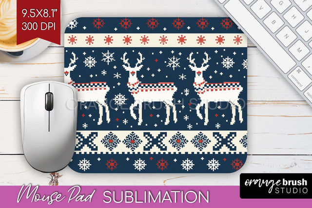 Nordic Christmas Mouse Pad Sublimation - Winter Mousepad PNG Sublimation OrangeBrushStudio 