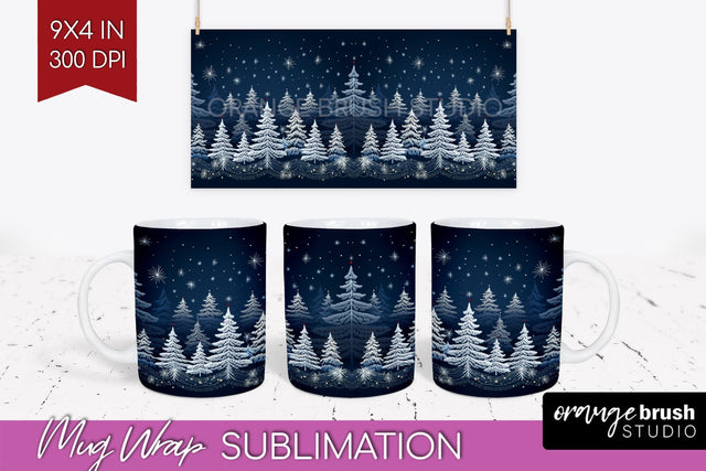 Nordic Christmas Mug Wrap - Winter 15 oz Mug Sublimation Sublimation OrangeBrushStudio 
