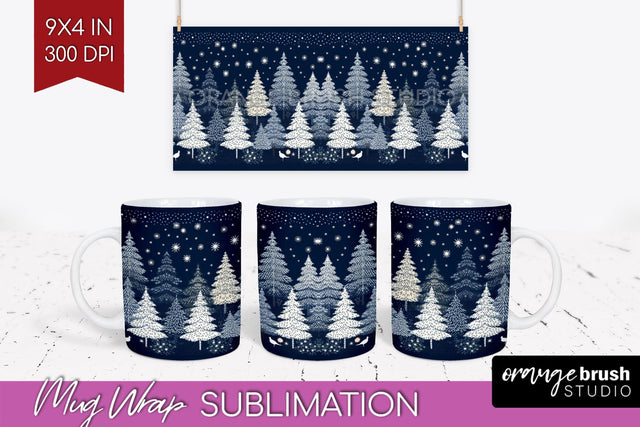 Nordic Christmas Mug Wrap - Winter 15 oz Mug Sublimation Sublimation OrangeBrushStudio 