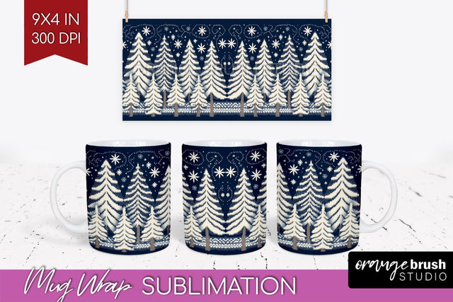 Nordic Christmas Mug Wrap - Winter 15 oz Mug Sublimation Sublimation OrangeBrushStudio 