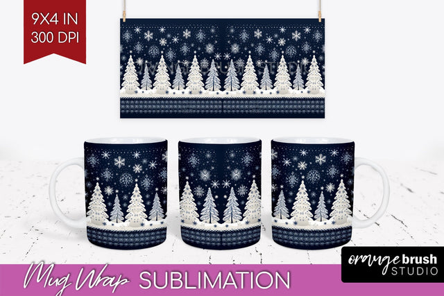 Nordic Christmas Mug Wrap - Winter 15 oz Mug Sublimation Sublimation OrangeBrushStudio 