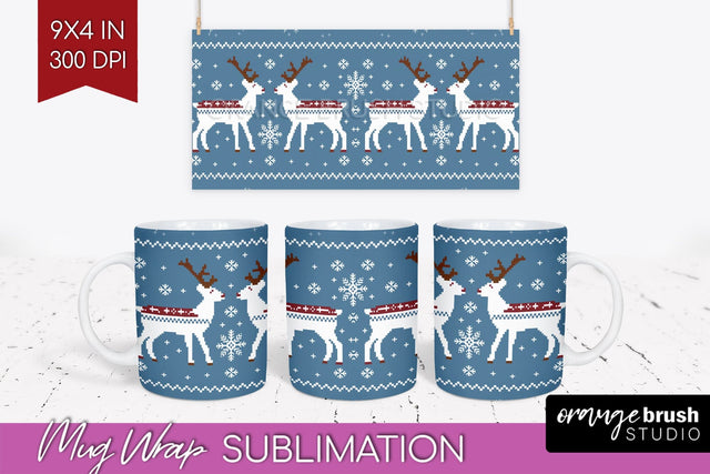 Nordic Christmas Mug Wrap - Winter 15 oz Mug Sublimation Sublimation OrangeBrushStudio 