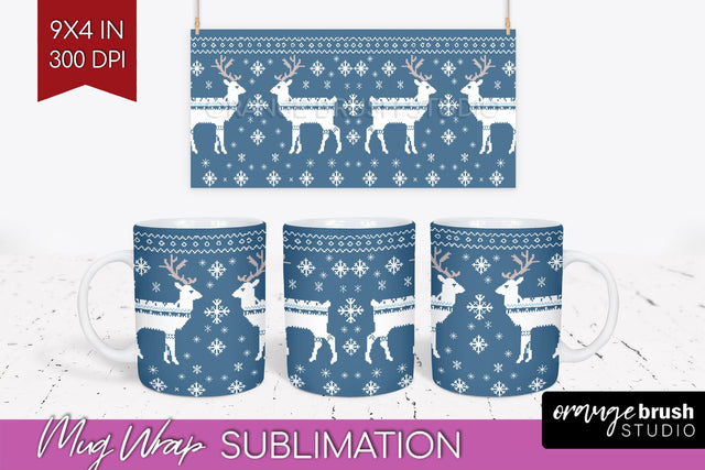 Nordic Christmas Mug Wrap - Winter 15 oz Mug Sublimation Sublimation OrangeBrushStudio 
