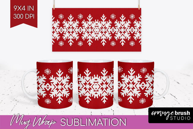 Nordic Christmas Mug Wrap - Winter 15 oz Mug Sublimation Sublimation OrangeBrushStudio 