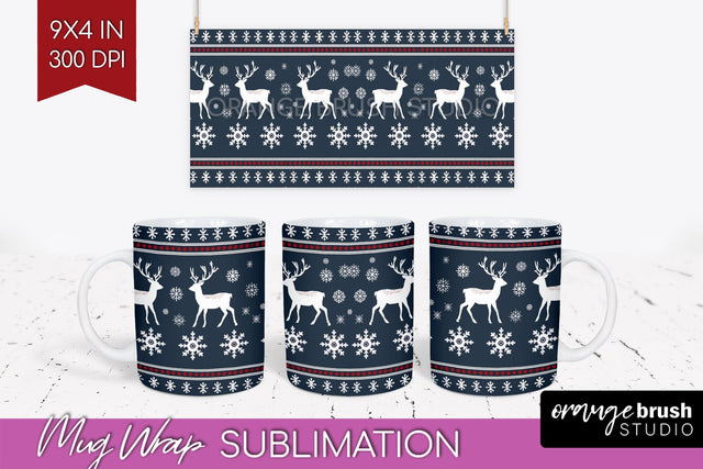 Nordic Christmas Mug Wrap - Winter 15 oz Mug Sublimation Sublimation OrangeBrushStudio 