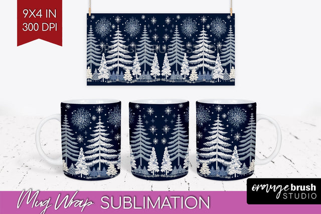 Nordic Christmas Mug Wrap - Winter 15 oz Mug Sublimation Sublimation OrangeBrushStudio 