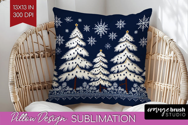 Nordic Christmas Pillow Sublimation - Winter Pillow Cover Sublimation OrangeBrushStudio 