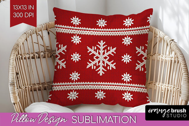 Nordic Christmas Pillow Sublimation - Winter Pillow Cover Sublimation OrangeBrushStudio 