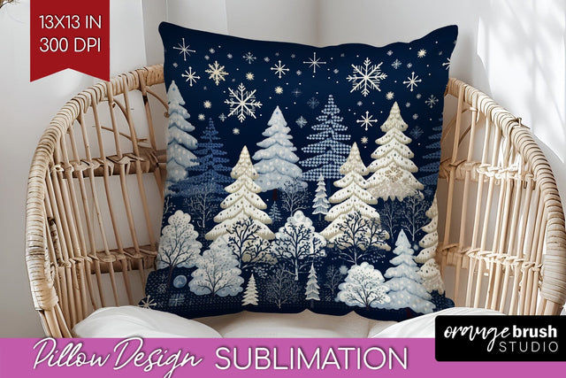 Nordic Christmas Pillow Sublimation - Winter Pillow Cover Sublimation OrangeBrushStudio 
