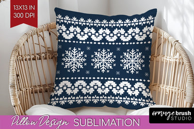 Nordic Christmas Pillow Sublimation - Winter Pillow Cover Sublimation OrangeBrushStudio 