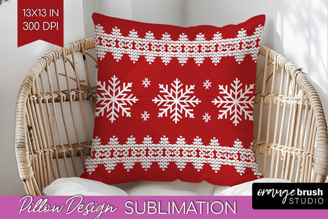 Nordic Christmas Pillow Sublimation - Winter Pillow Cover Sublimation OrangeBrushStudio 