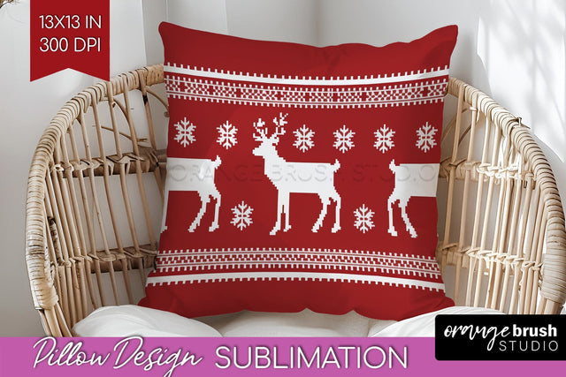 Nordic Christmas Pillow Sublimation - Winter Pillow Cover Sublimation OrangeBrushStudio 