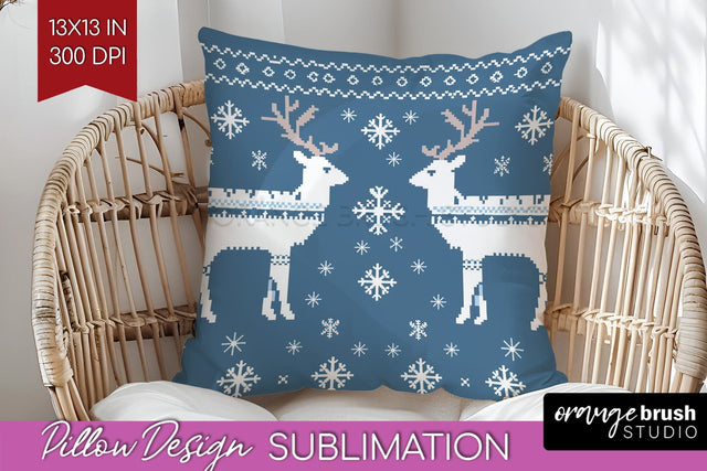 Nordic Christmas Pillow Sublimation - Winter Pillow Cover Sublimation OrangeBrushStudio 