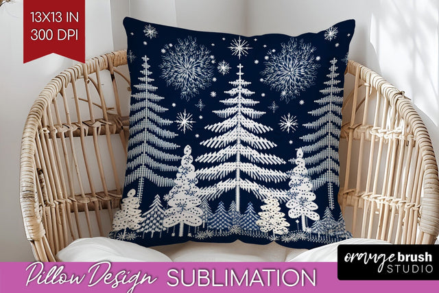 Nordic Christmas Pillow Sublimation - Winter Pillow Cover Sublimation OrangeBrushStudio 