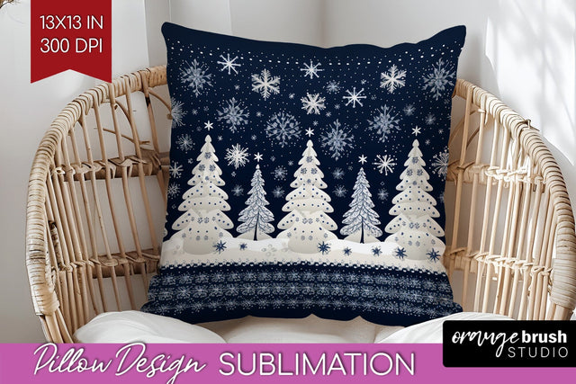 Nordic Christmas Pillow Sublimation - Winter Pillow Cover Sublimation OrangeBrushStudio 