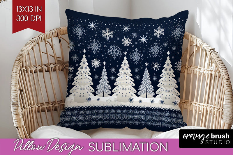Nordic Christmas Pillow Sublimation - Winter Pillow Cover Sublimation OrangeBrushStudio 
