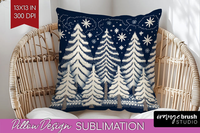 Nordic Christmas Pillow Sublimation - Winter Pillow Cover Sublimation OrangeBrushStudio 