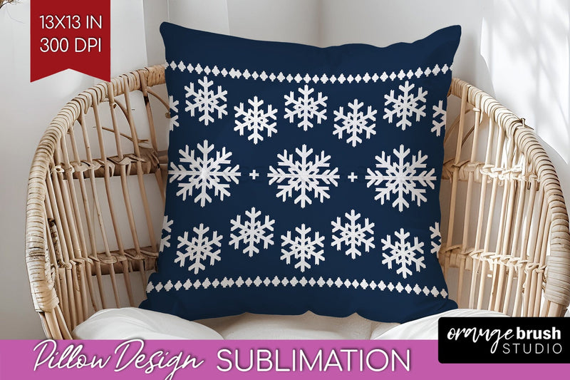 Nordic Christmas Pillow Sublimation - Winter Pillow Cover Sublimation OrangeBrushStudio 