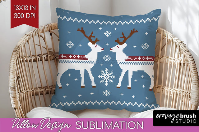 Nordic Christmas Pillow Sublimation - Winter Pillow Cover Sublimation OrangeBrushStudio 