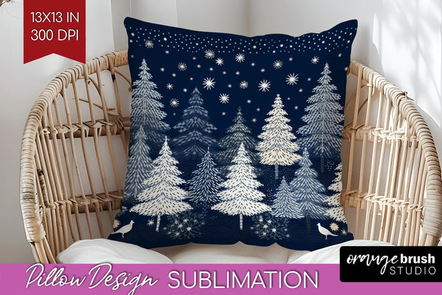 Nordic Christmas Pillow Sublimation - Winter Pillow Cover Sublimation OrangeBrushStudio 