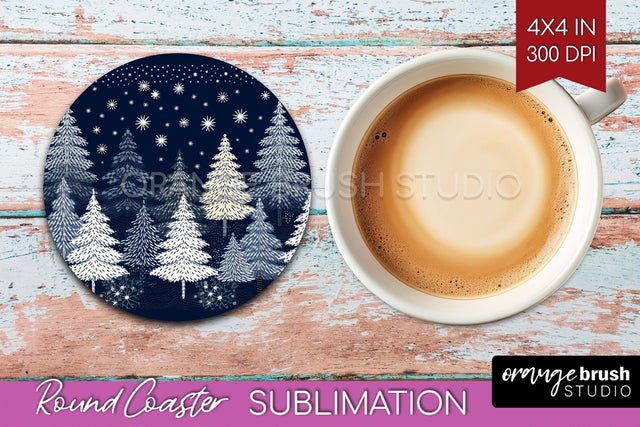 Nordic Christmas Round Coaster - Winter Coaster Sublimation Sublimation OrangeBrushStudio 