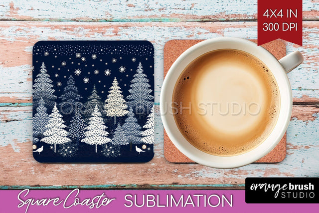 Nordic Christmas Square Coaster - Winter Coaster Sublimation Sublimation OrangeBrushStudio 