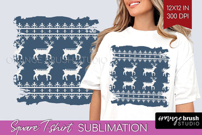 Nordic Christmas Square Tshirt Background, Winter Tshirt PNG Sublimation OrangeBrushStudio 