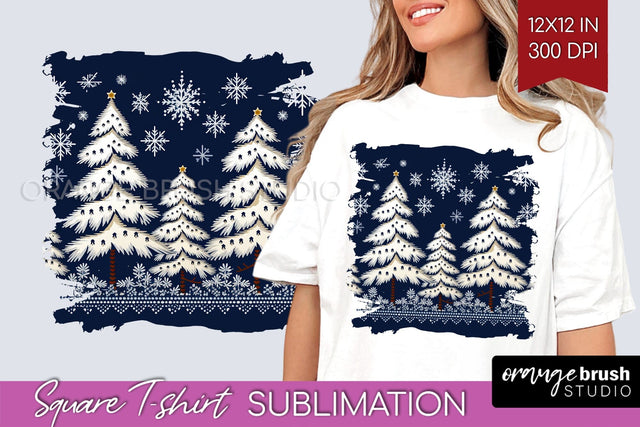 Nordic Christmas Square Tshirt Background, Winter Tshirt PNG Sublimation OrangeBrushStudio 