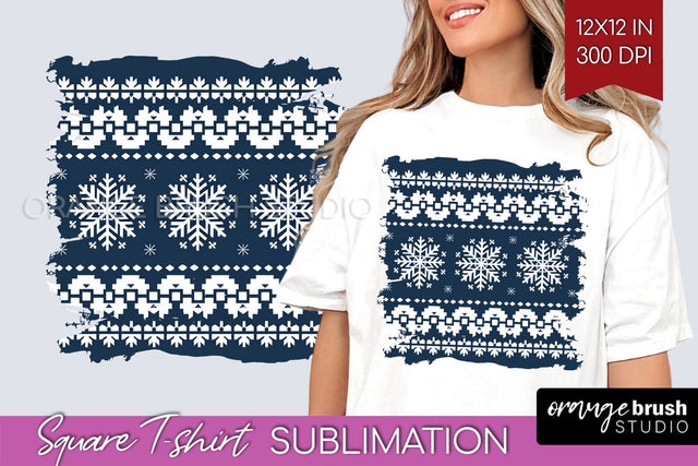 Nordic Christmas Square Tshirt Background, Winter Tshirt PNG Sublimation OrangeBrushStudio 