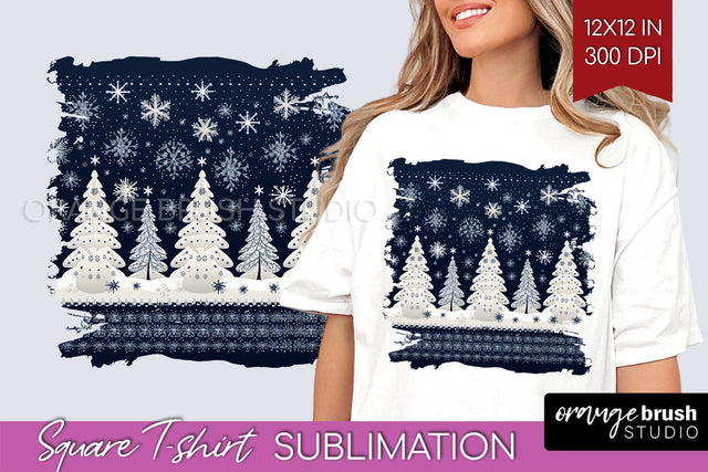 Nordic Christmas Square Tshirt Background, Winter Tshirt PNG Sublimation OrangeBrushStudio 