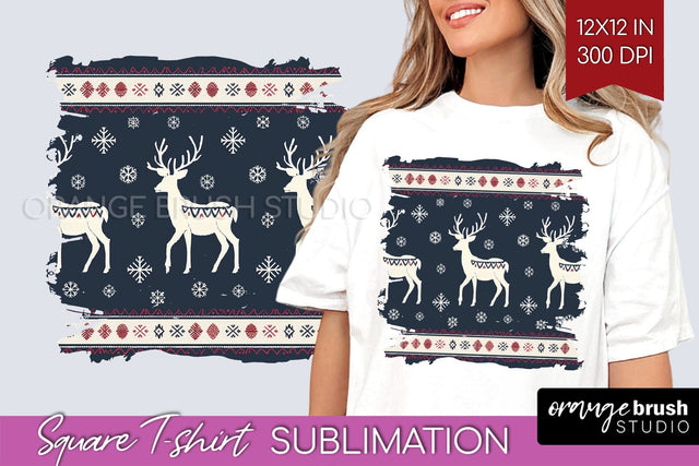 Nordic Christmas Square Tshirt Background, Winter Tshirt PNG Sublimation OrangeBrushStudio 