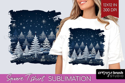 Nordic Christmas Square Tshirt Background, Winter Tshirt PNG Sublimation OrangeBrushStudio 