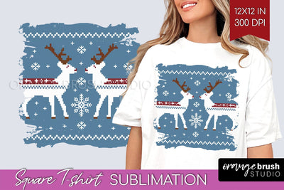 Nordic Christmas Square Tshirt Background, Winter Tshirt PNG Sublimation OrangeBrushStudio 
