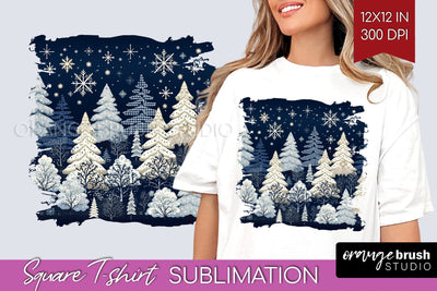 Nordic Christmas Square Tshirt Background, Winter Tshirt PNG Sublimation OrangeBrushStudio 