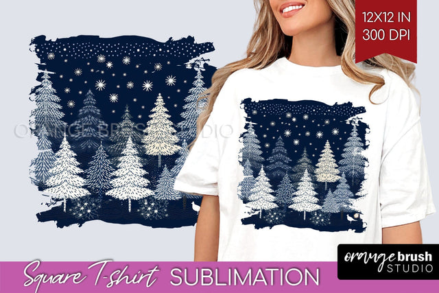 Nordic Christmas Square Tshirt Background, Winter Tshirt PNG Sublimation OrangeBrushStudio 