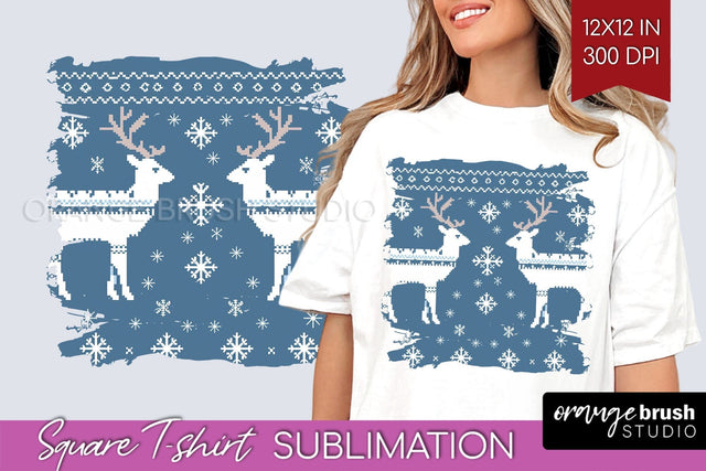 Nordic Christmas Square Tshirt Background, Winter Tshirt PNG Sublimation OrangeBrushStudio 