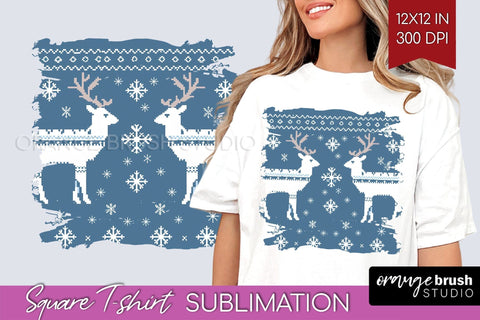 Nordic Christmas Square Tshirt Background, Winter Tshirt PNG Sublimation OrangeBrushStudio 