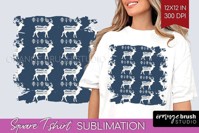Nordic Christmas Square Tshirt Background, Winter Tshirt PNG Sublimation OrangeBrushStudio 