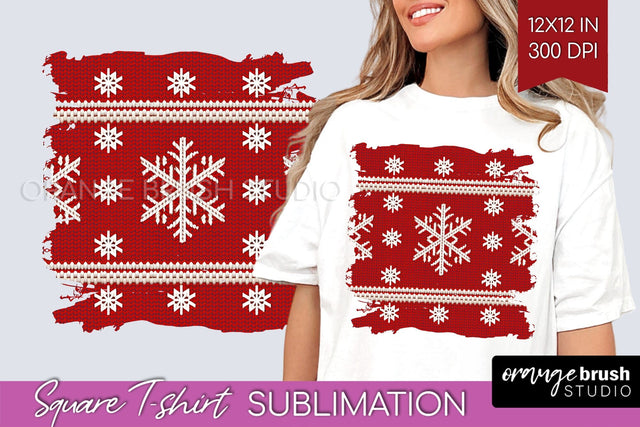 Nordic Christmas Square Tshirt Background, Winter Tshirt PNG Sublimation OrangeBrushStudio 