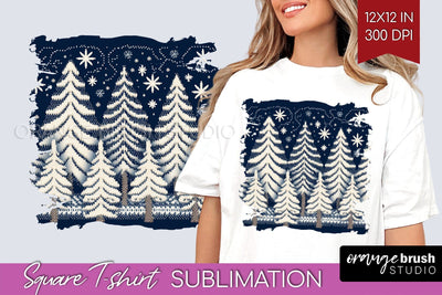 Nordic Christmas Square Tshirt Background, Winter Tshirt PNG Sublimation OrangeBrushStudio 